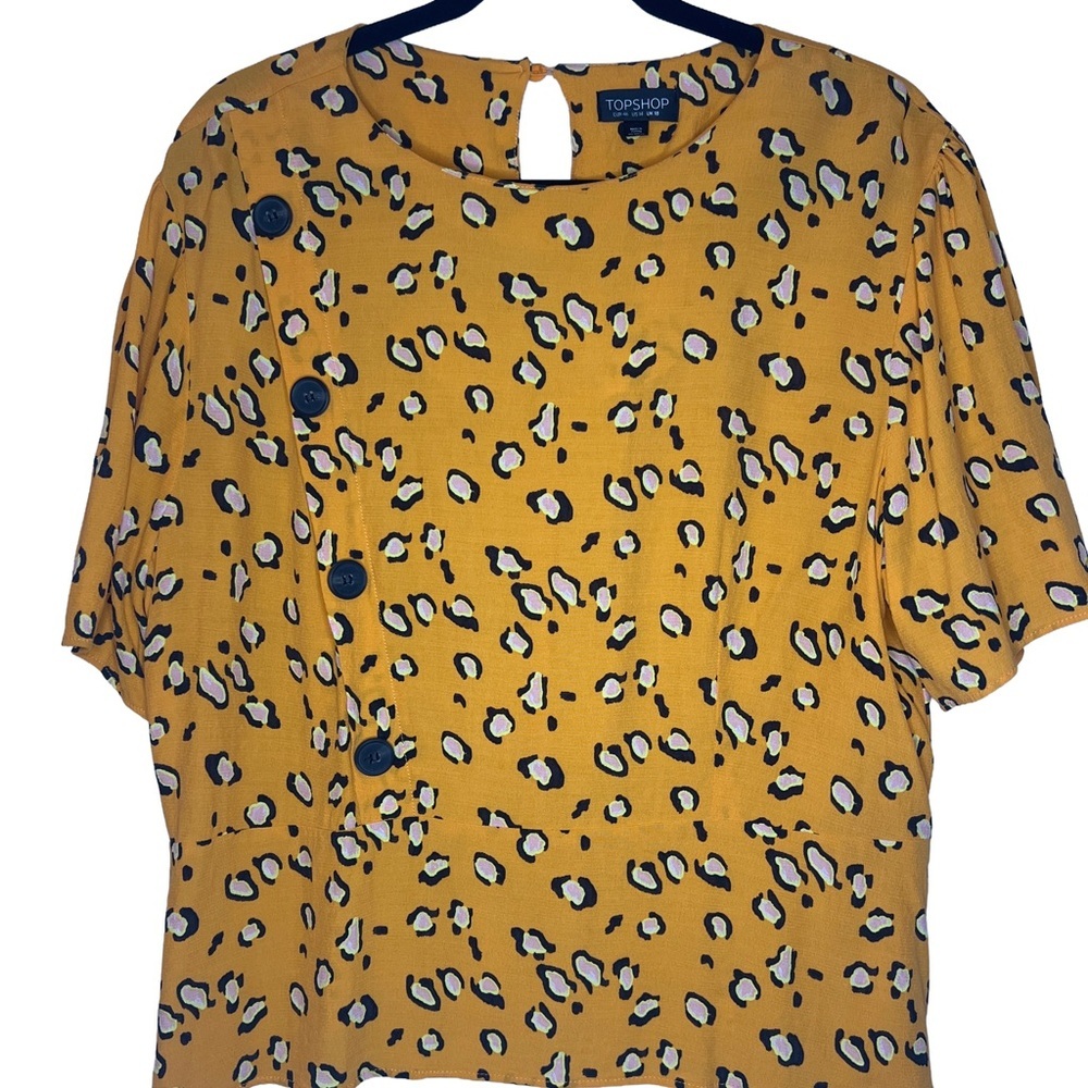 Topshop Mustard Leopard Print Blouse